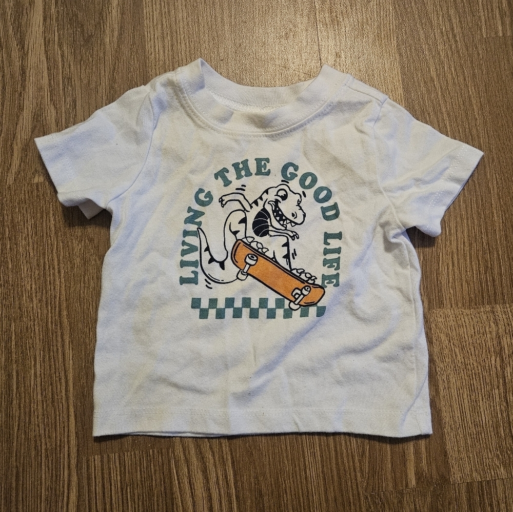 Carter's White Dinosaur Skateboard Tee